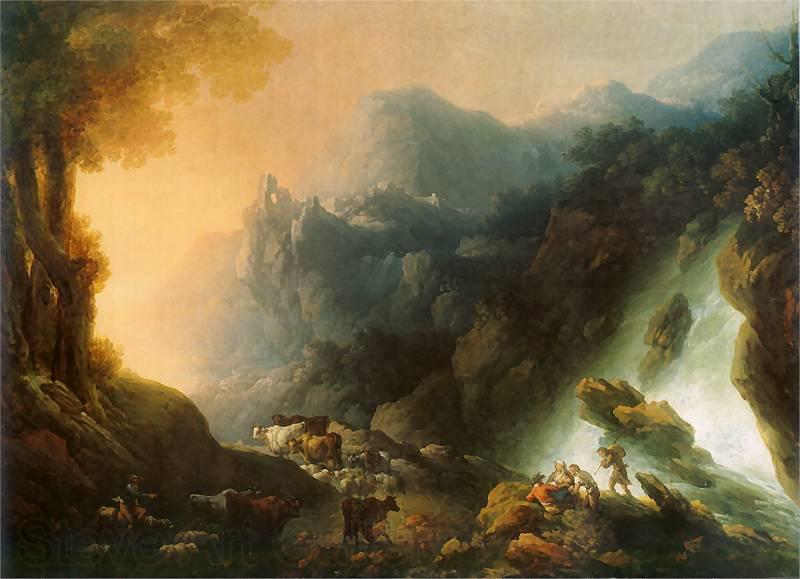 Franciszek Ksawery Lampi The mountain scenery from waterfall Spain oil painting art